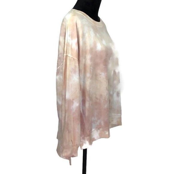 NEW Found Los Angeles Tie Dye Sweatshirt Blush Roses Shadow Sleeve Pullover Sz M - Picture 3 of 5